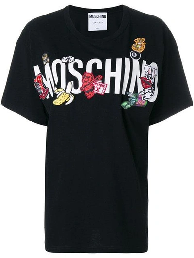 Shop Moschino Patch Logo T-shirt In 1555 Black