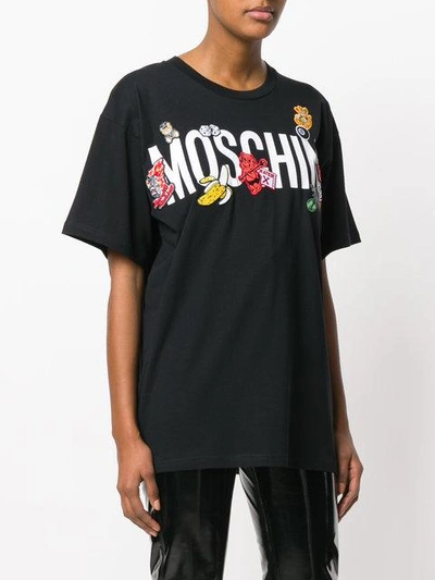 Shop Moschino Patch Logo T-shirt In 1555 Black