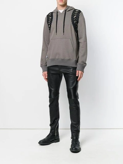 Shop Ktz Lace-up Hoodie - Grey