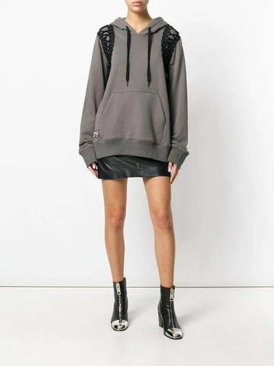 Shop Ktz Lace-up Hoodie - Grey