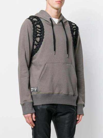 Shop Ktz Lace-up Hoodie - Grey