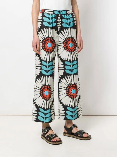 Shop Aspesi Floral Print Cropped Trousers In Multicolour