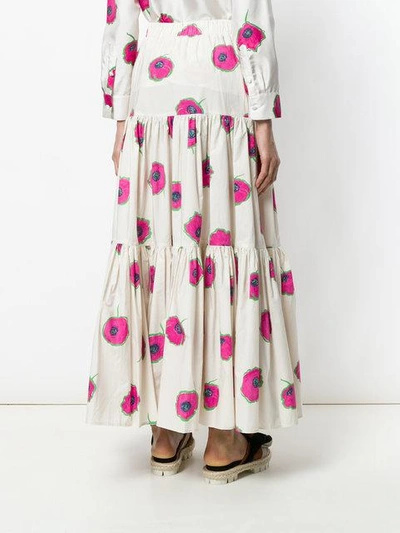 Shop La Doublej Long Floral Print Skirt In Pink