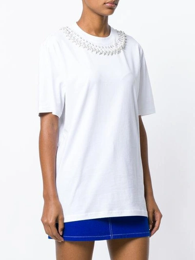 Shop Givenchy Embellished-collar T-shirt In White