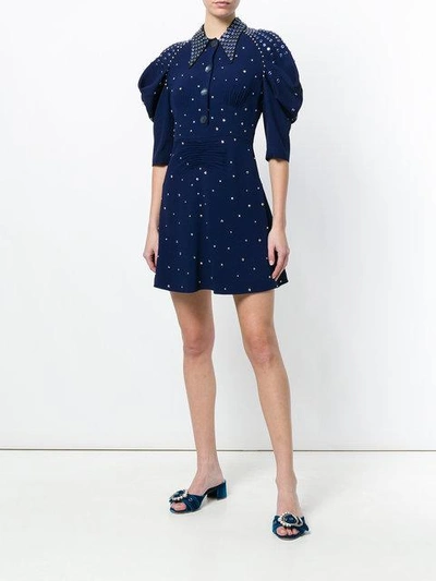 Shop Miu Miu Embellished Sabl Dress - Blue