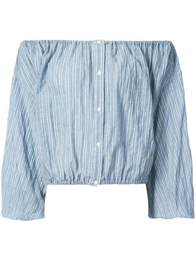 Shop Nili Lotan Off Shoulder Shirt - Blue