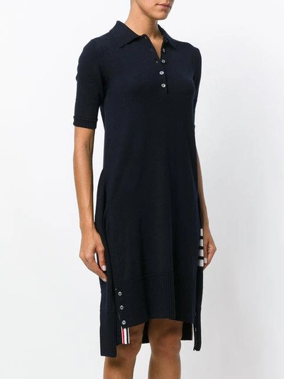 Shop Thom Browne 2-in-1 Cardigan Polo Dress In Blue