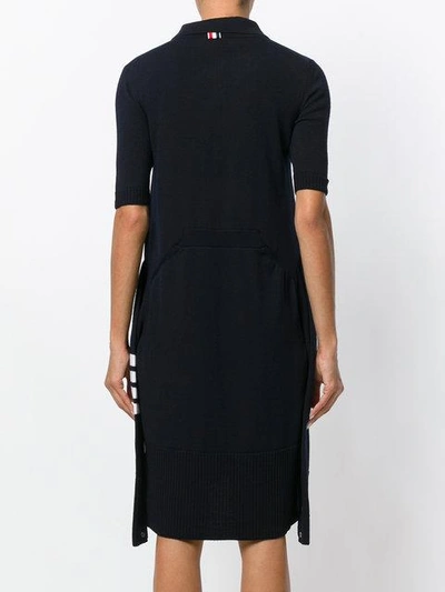 Shop Thom Browne 2-in-1 Cardigan Polo Dress In Blue