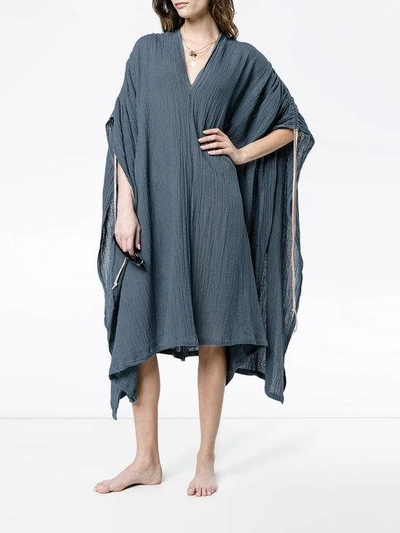 Shop Caravana Ruched Shoulder Kaftan Dress In Blue