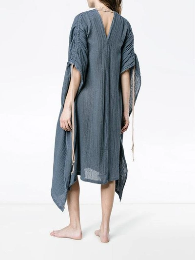 Shop Caravana Ruched Shoulder Kaftan Dress In Blue