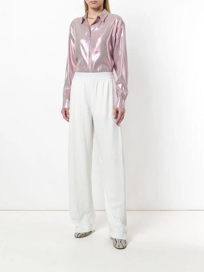 Shop Alberta Ferretti Metallic Effect Shirt - Pink