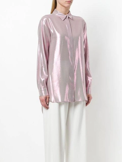Shop Alberta Ferretti Metallic Effect Shirt - Pink