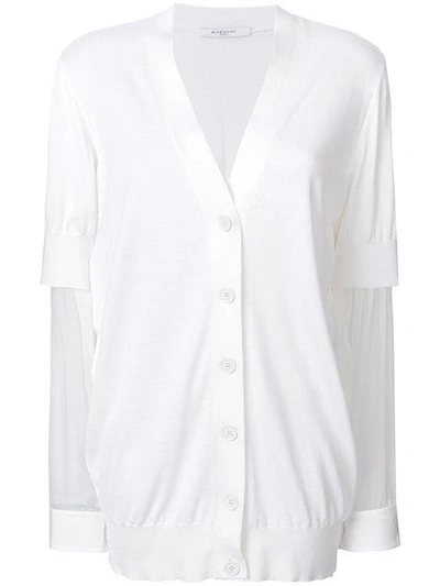 Shop Givenchy Sheer-sleeves Cardigan In White