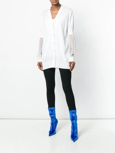 Shop Givenchy Sheer-sleeves Cardigan In White