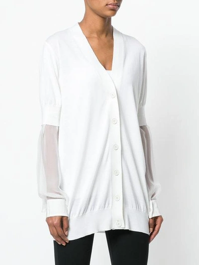 Shop Givenchy Sheer-sleeves Cardigan In White