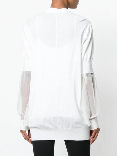 Shop Givenchy Sheer-sleeves Cardigan In White