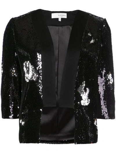 Shop Galvan Sequin Embellished Cropped Blazer In Black
