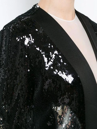 Shop Galvan Sequin Embellished Cropped Blazer In Black