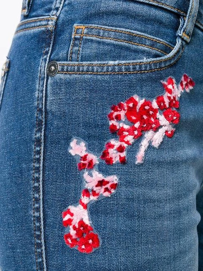 Shop Ermanno Scervino Floral Embroidered Cropped Skinny Jeans - Blue