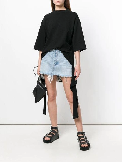 Shop Alexander Wang T Frayed Denim Mini Skirt