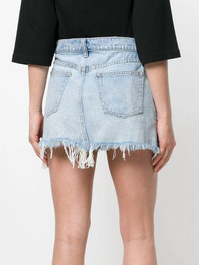 Shop Alexander Wang T Frayed Denim Mini Skirt