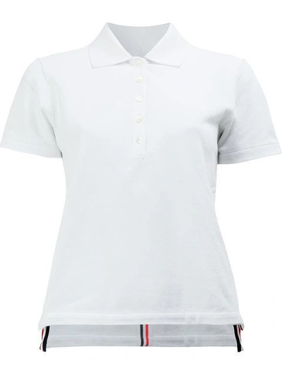 Thom Browne - Navy Classic Pique Center Back Stripe Relaxed Fit Short Sleeve Polo - 40 - Blue - Female