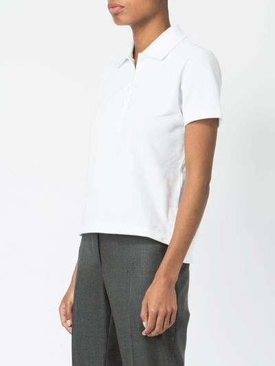 Shop Thom Browne Grosgrain Trim Piqué Polo Shirt In White