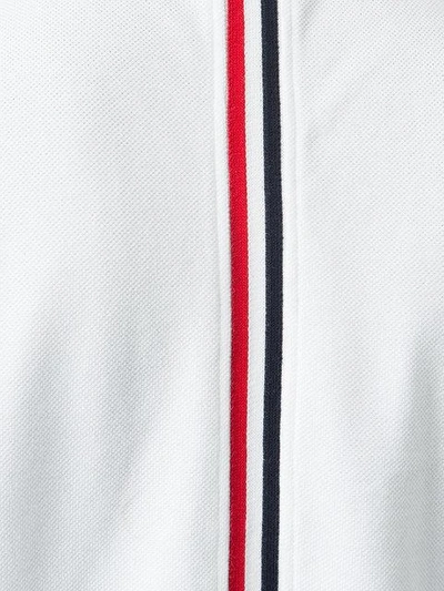 Shop Thom Browne Grosgrain Trim Piqué Polo Shirt In White