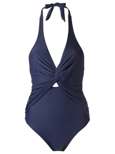 Shop Amir Slama Panelled Swimsuit In Blue