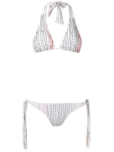 Shop Amir Slama Embroidered Bikini Set In White
