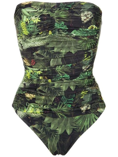 Shop Lygia & Nanny Melissa Strapless Swimsuit In Green