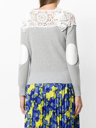 Shop Sacai Lace-panelled Sweater - Grey