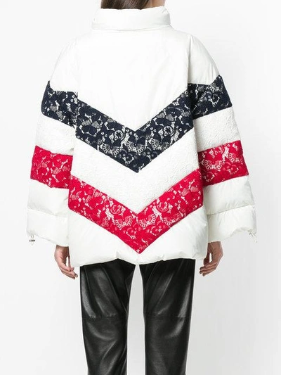 Shop Moncler Lace Stripe Jacket - White