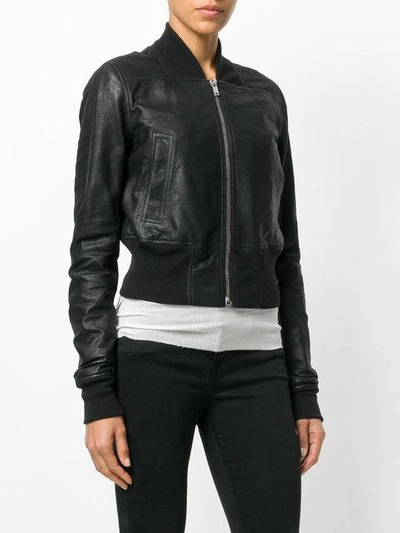 Shop Rick Owens Zip Bomber Jacket - Black