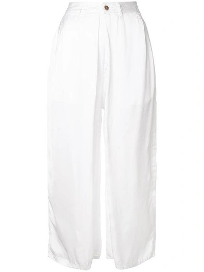 Shop Aalto Wide Leg Cropped Trousers In White