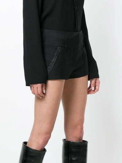 Shop Saint Laurent Ribbon Trimmed Short Shorts - Black
