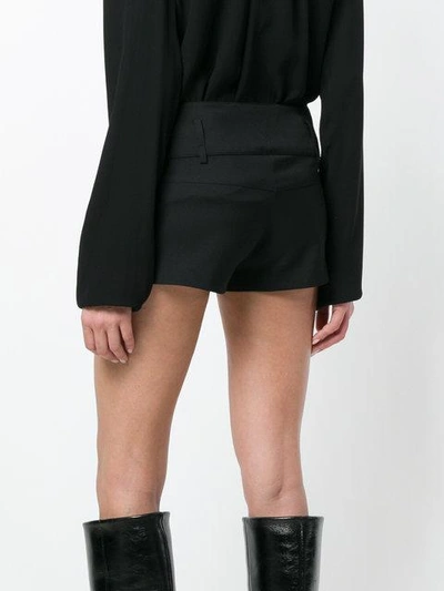 Shop Saint Laurent Ribbon Trimmed Short Shorts - Black