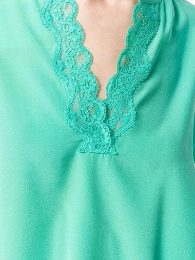 Shop Max & Moi Lace Panel Blouse In Green