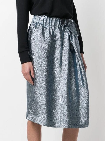 Shop Stella Mccartney Metallic Midi Skirt - Blue