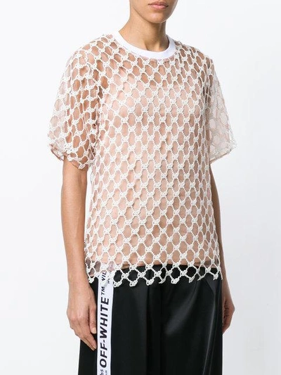 Shop Off-white Embroidered Logo T-shirt In Neutrals
