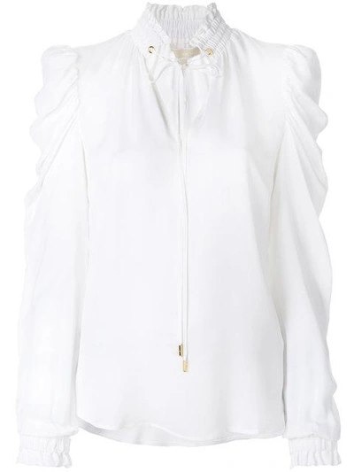 Shop Michael Michael Kors Keyhole Blouse In White