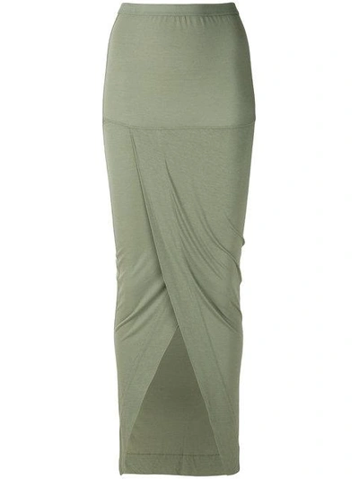 Shop Rick Owens Lilies Long Wrap Style Skirt - Green