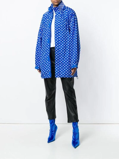 Shop Givenchy Oversized Star Print Parka In Blue