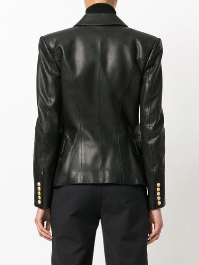 Shop Balmain Double Breasted Blazer In Black