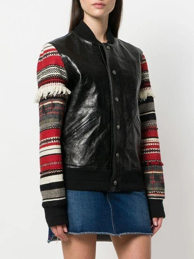 Shop Saint Laurent Teddy Embroidered-sleeve Jacket In Black