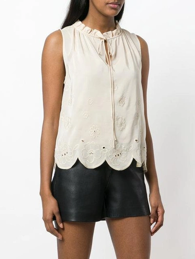 Shop See By Chloé Scalloped Trim Blouse - Neutrals In Nude & Neutrals