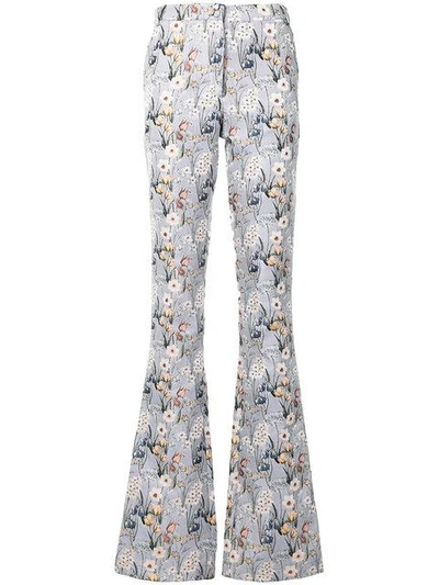 Shop Giuseppe Di Morabito Flared Floral Trousers - Blue