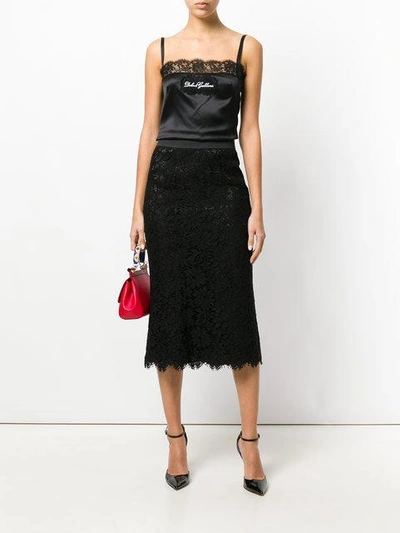 Shop Dolce & Gabbana Lace Trim Vest In N0000-nero