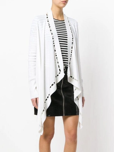 Shop Givenchy Pearl Embellished Waterfall Cardigan - White