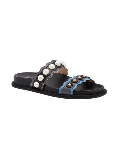 Shop Fendi Embellished Strap Sandals - Black